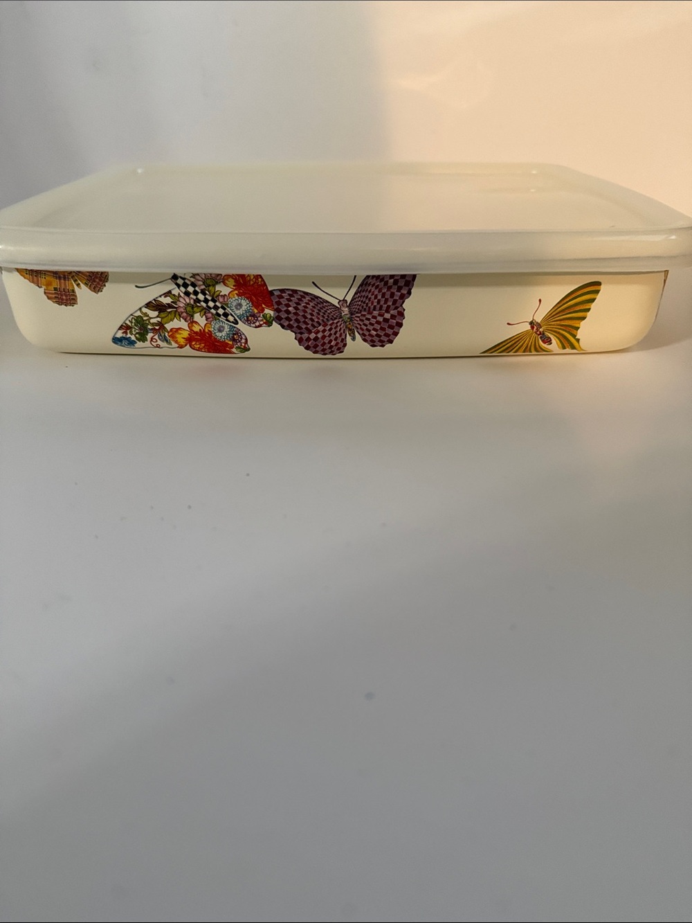 MacKenzie-Childs Vintage Butterfly Garden Large Storage Container with Lid